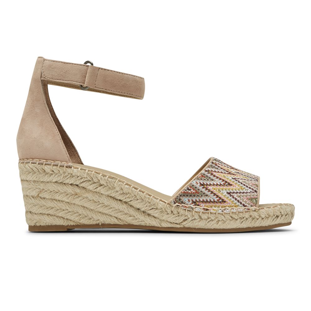 Rockport Marah Woven Ankle Strap - Womens Wedges Sandals - Khaki - NZ (ZRI-149386)